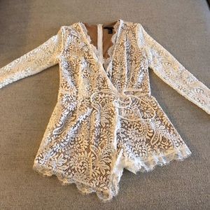Forever 21 white lace romper wrap around dress